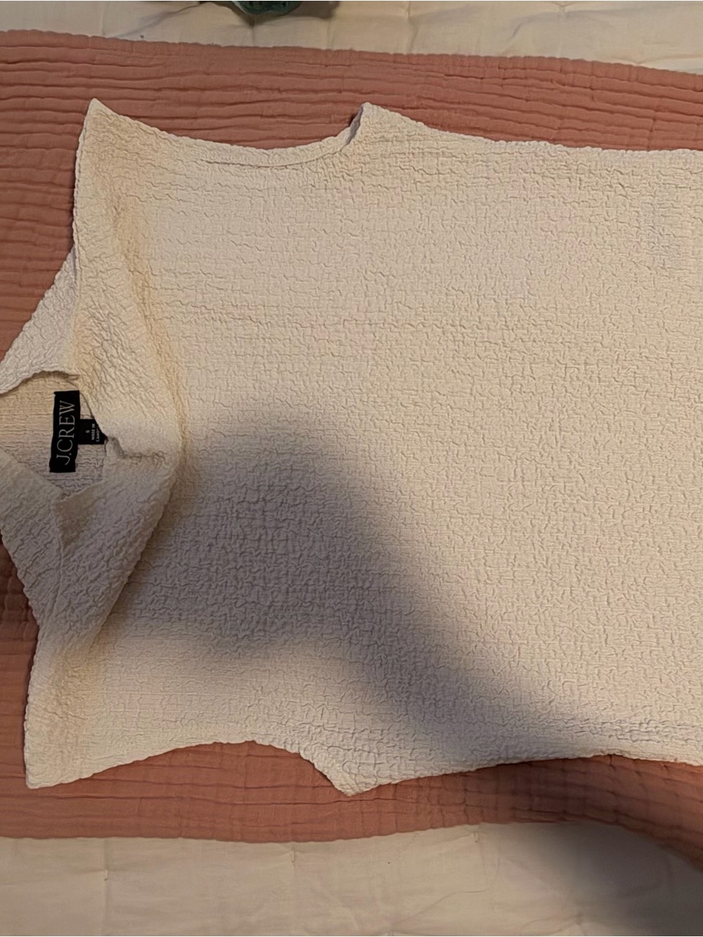 J. Crew Cream Textured Scoop-Neck Short Sleeve Sweater